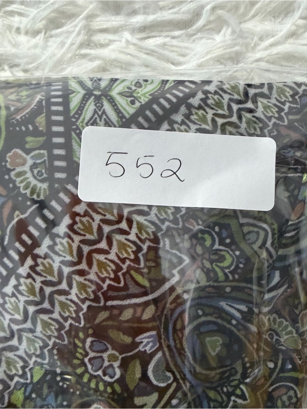 Belle Kim Gravel Womens 3X Boho Top Green Paisley Long Sleeve Office Casual - Picture 8 of 8